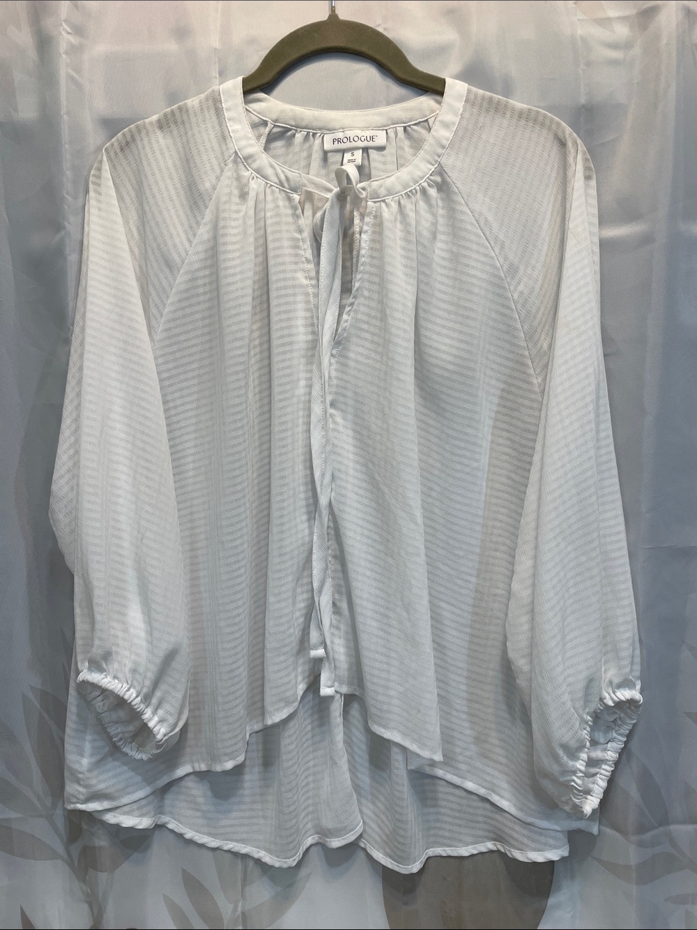 Prologue White Sheer Tie-Neck Blouse